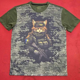 Футболки с полной запечаткой: Бойовий Котик хакі